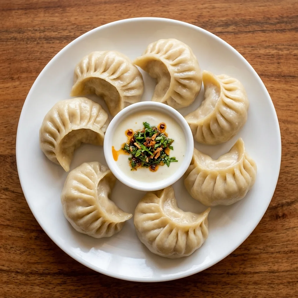 Fresh halal chicken momos dumplings served hot at Shawarma Xpress, downtown Winnipeg