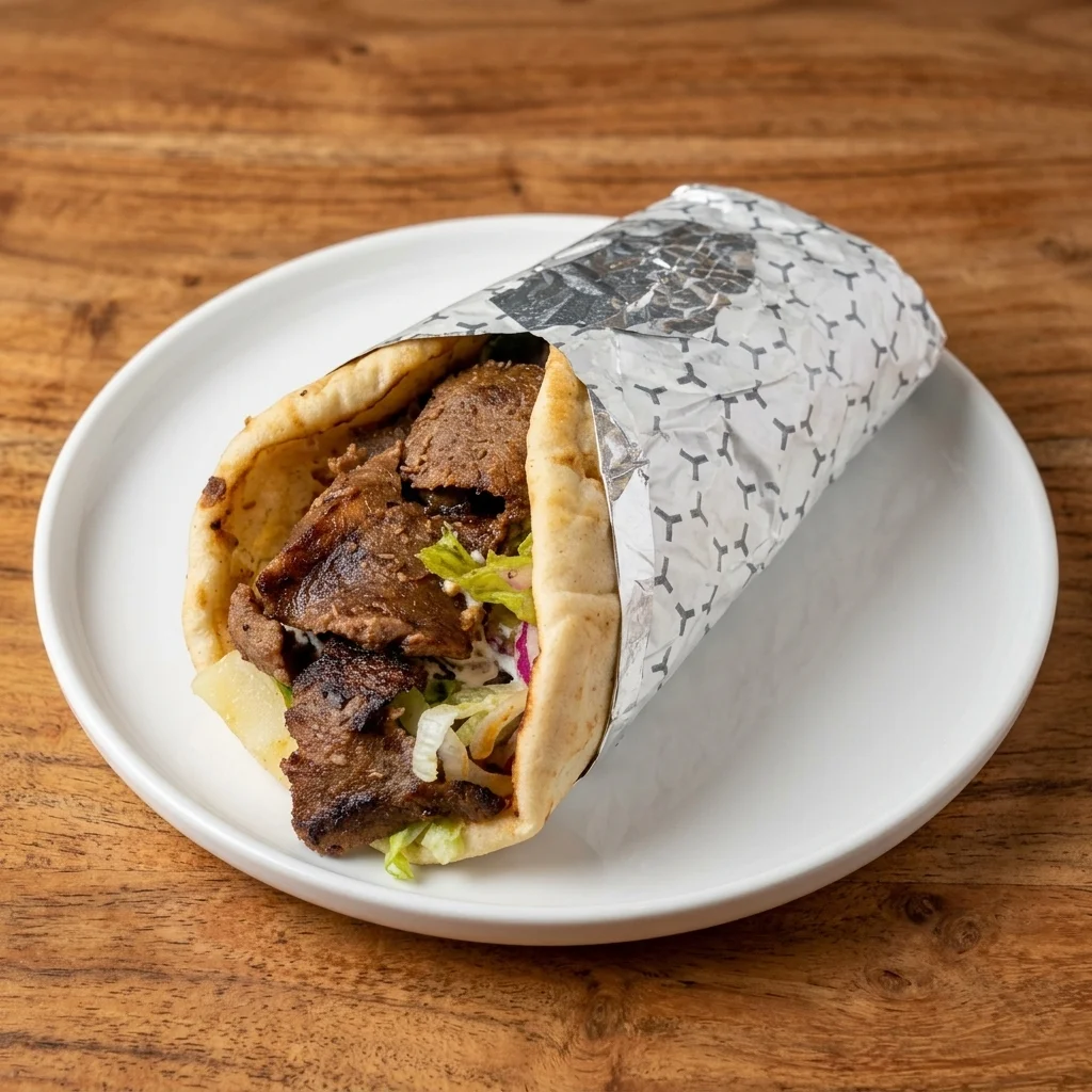 Beef donair shawarma wrap at Shawarma Xpress near Portage Avenue, Winnipeg