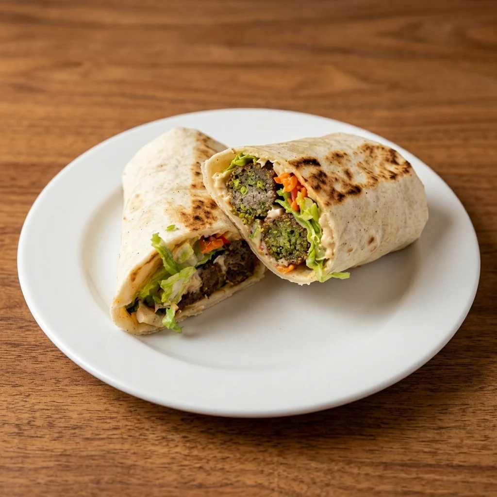 Vegetarian falafel wrap with tahini at Shawarma Xpress, downtown Winnipeg